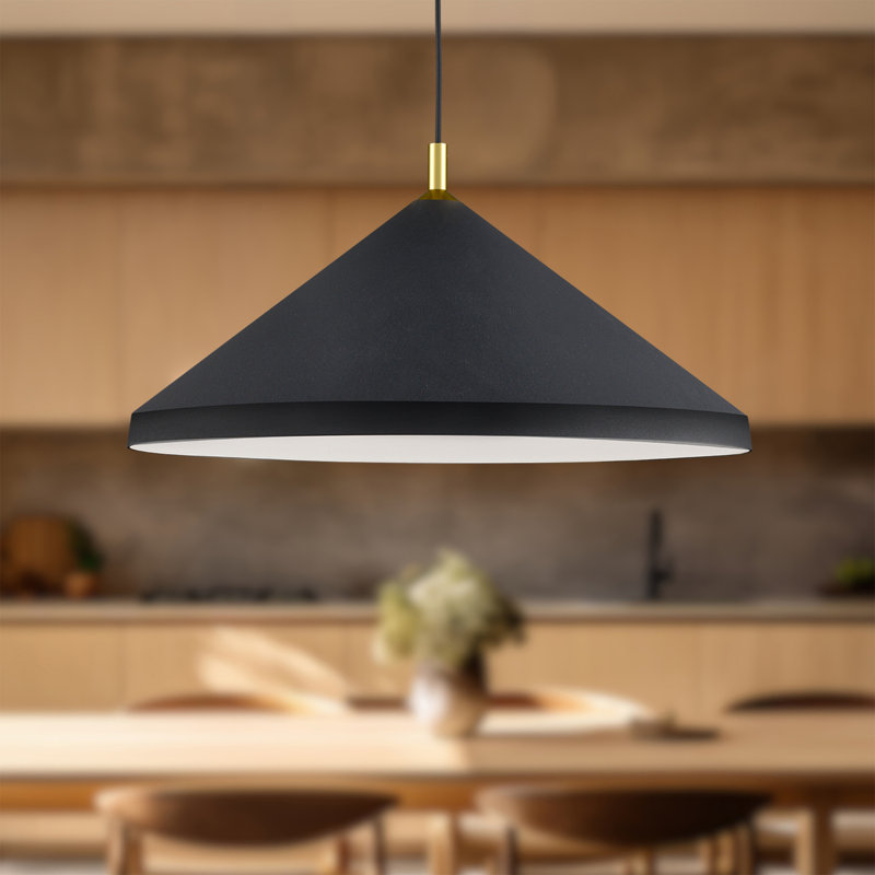 1 - Light Single Pendant, Black/Gold, 13" H x 26" W x 26" D