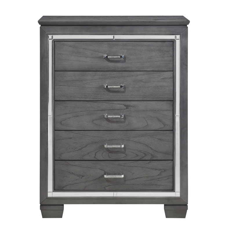 Eudora 38"W 5-Drawer Chest, Gray