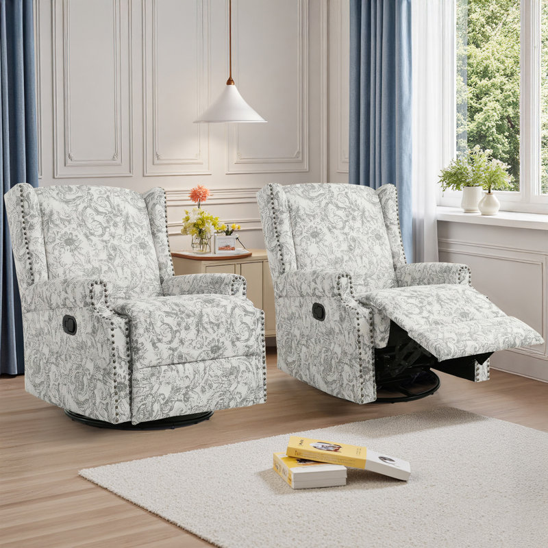 Fauteuil inclinable et oscillant rembourré classique, Chenille gris pâle