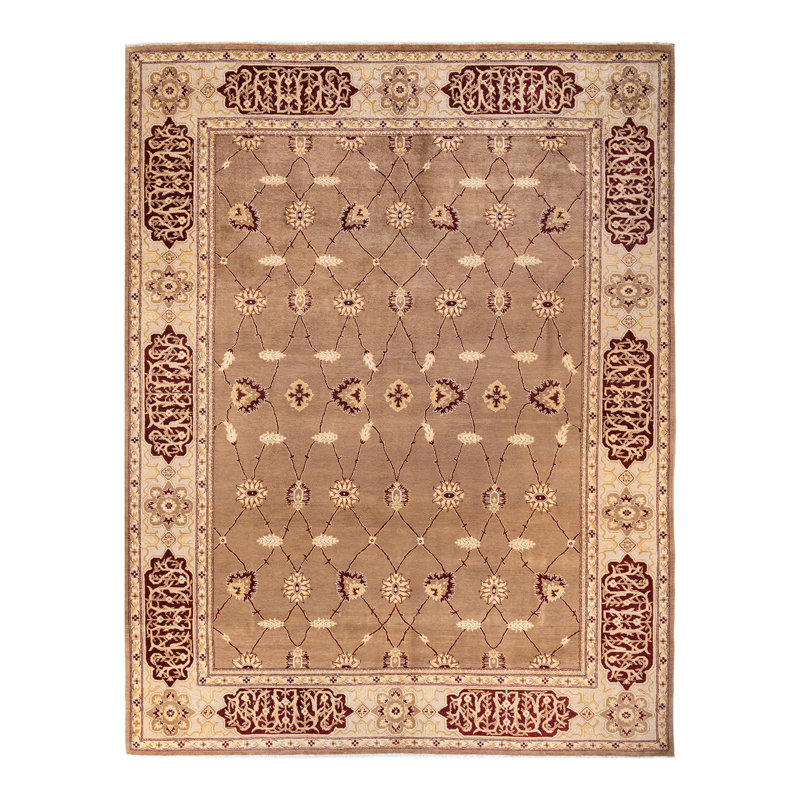 Tapis unique en laine noué à la main 9 pi 1 po x 11 pi 10 po nouvel âge Kendralyn