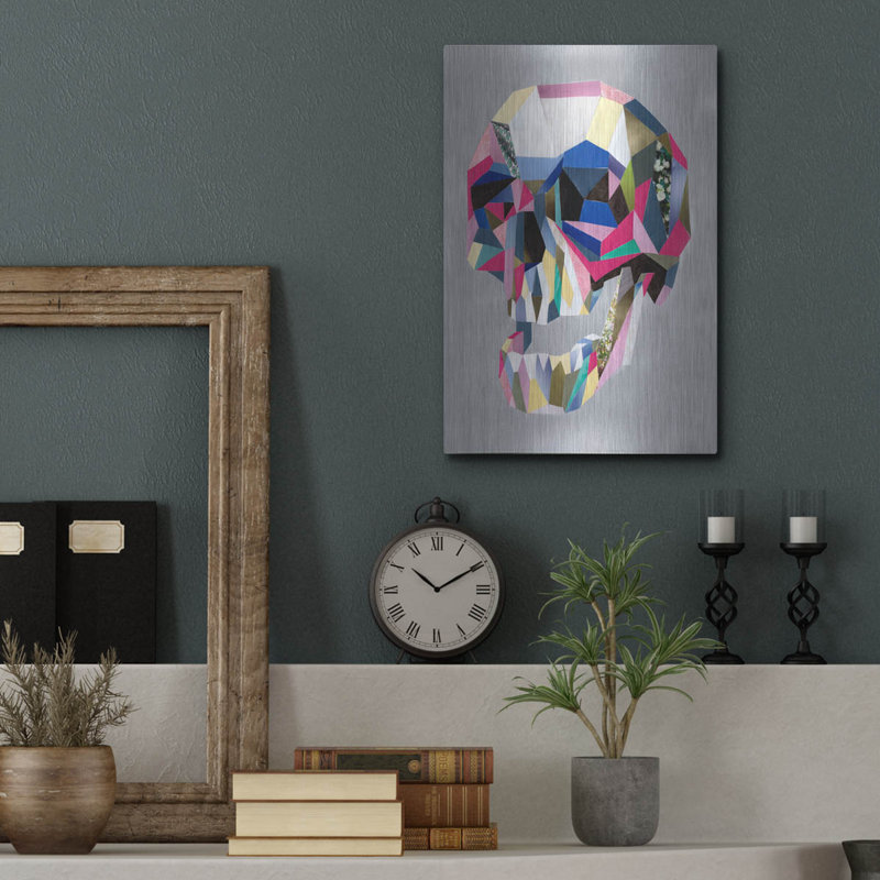 Trinx «Skull» par Artpoptart, art mural en métal, H 16 po x l 12 po