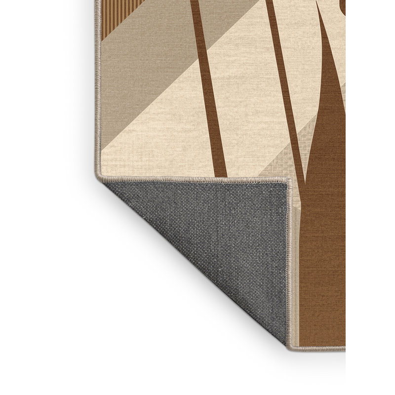 Tapis à motif géométrique moelleux et doux en quenouille beige, 3 x 5