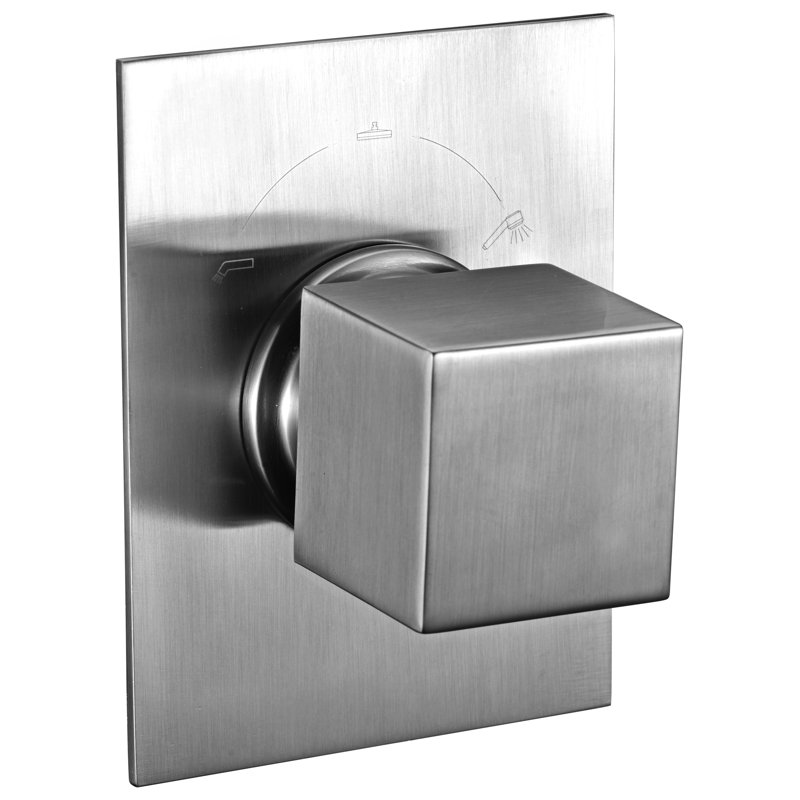 Inverseur de douche carré 3 voies, Nickel brossé
