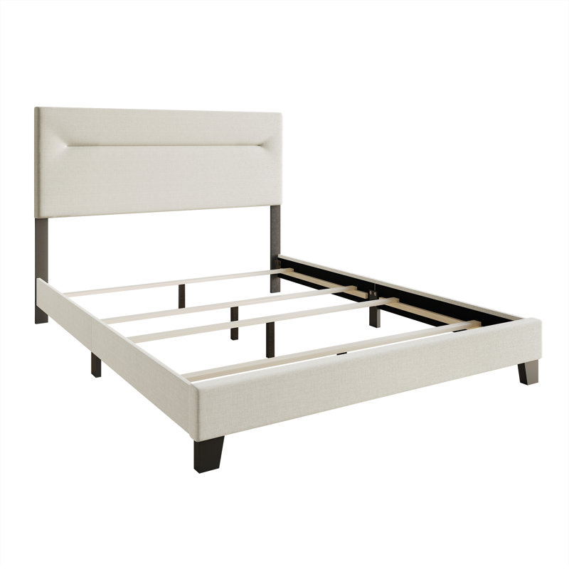 Emery Upholstered Panel Bed, King, Beige