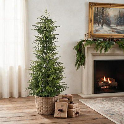 4 pi de pin artificiel Real Touch 4 pi Norfolk, ensemble de plantes en pot pour Noël