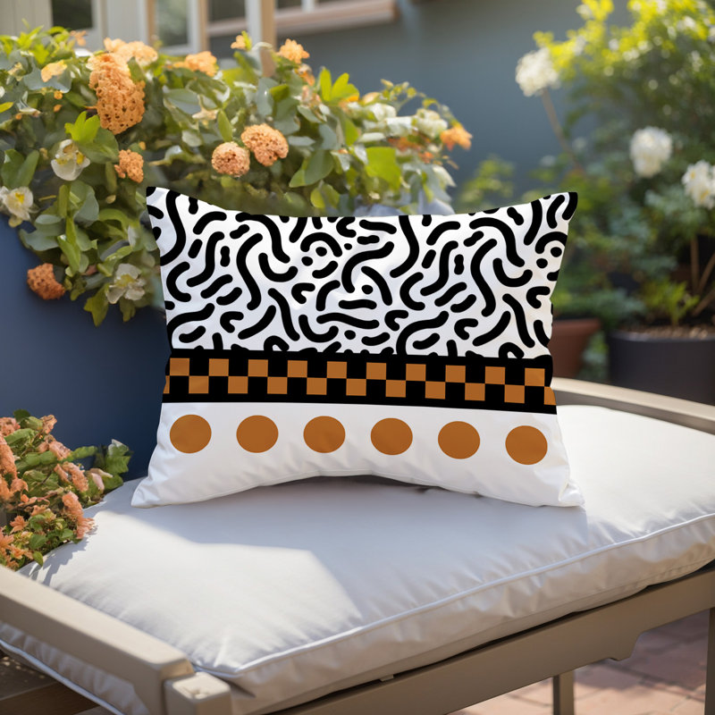 Oreiller rectangulaire réversible intérieur / extérieur Kixie, Rectangulaire H 18 po x l 25 po, Orange