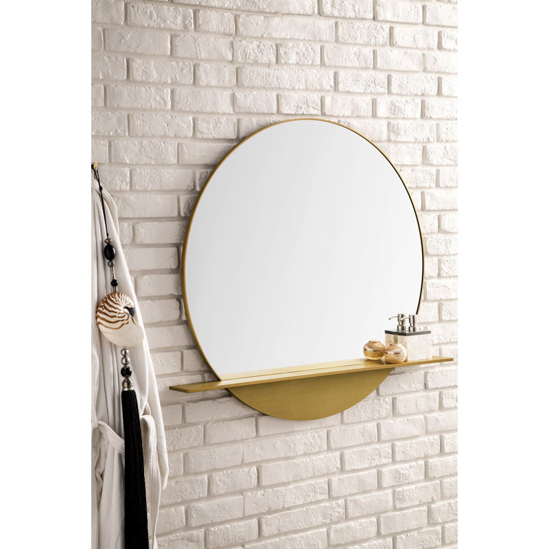 Platform Round Kiln Dried Hardwood Wall Mirror, Radiant Gold
