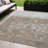 Taupe And Silver Abstract Washable Indoor Outdoor Area Rug-1238792527