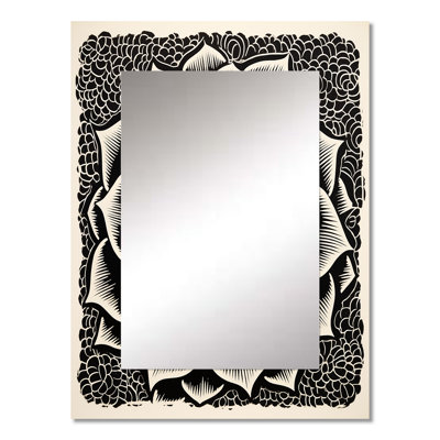 Minimal Succulent In Black - Floral Decorative Mirror On Metal
