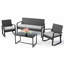 Ensemble de patio berçant en rotin PE pour 4 personnes - Structure en acier durable et coussins rembourrés-1667256561-1667256560