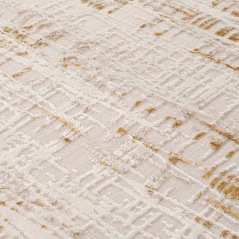 Carmel Modern Abstract Cream/Gold Area Rug, Rectangle 160 x 230cm