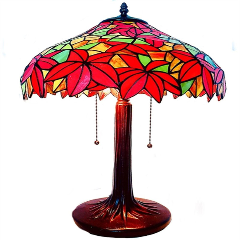 Lampe de table en verre coloré à motif floral Tiffany