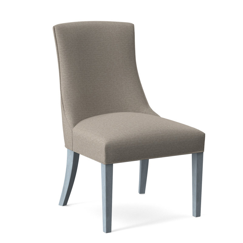 Tuxedo Slipper Dining Chair, Beige Performance Fabric; 0851-73, Sea Glass Finish