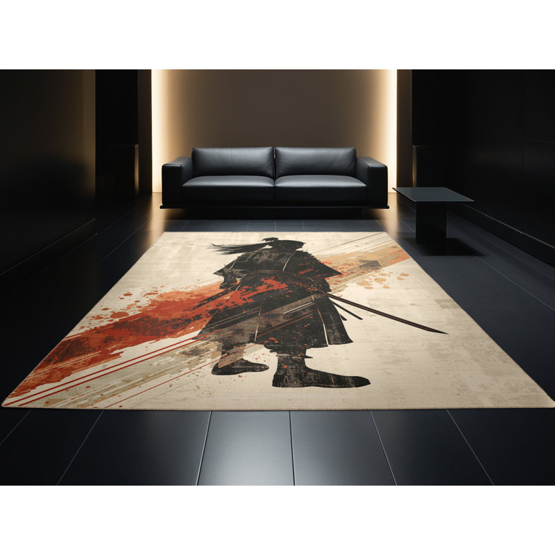 Soft Plush Barreto Ronin Modern Rustic Area Rug in Beige – Beige Binding, 7x10