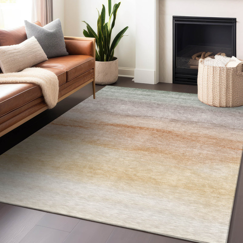 Tapis orange intérieur / extérieur lavable Goldira , 8' x 10'