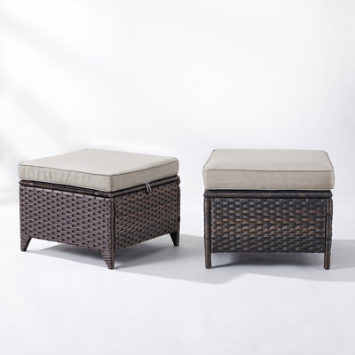 Schutt Wicker Outdoor Ottoman with Cushions