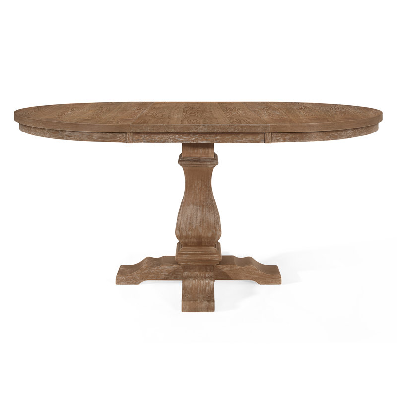 Pedestal Dining Set, Natural, Light Gray