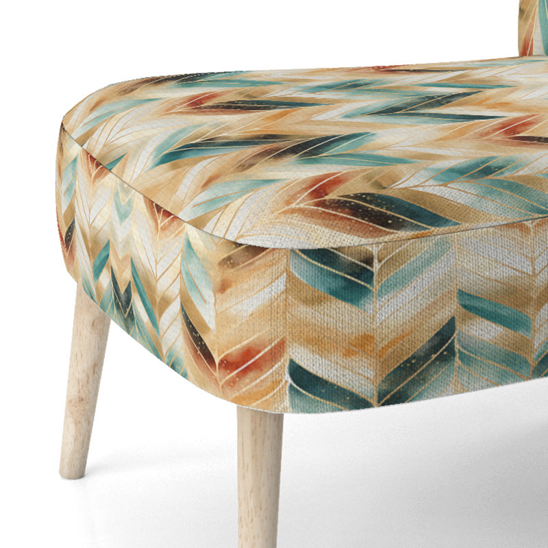 Chaise d'appoint large 27,5 po Roussel, Mélange de polyester doré / bleu sarcelle / roug