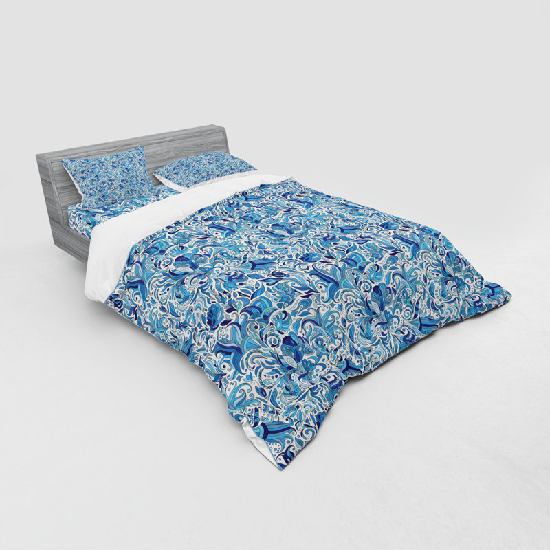 Ensemble de housse de couette en microfibre bleu / bleu marine / vert, Housse de couette grand + 3 pièces supplémentair