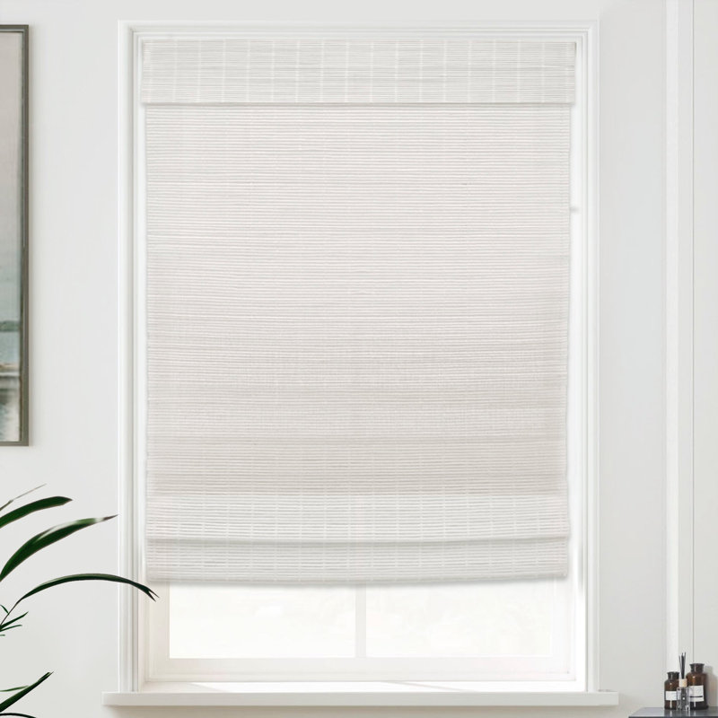 Sheer Bamboo Roman Shade, 36"W x 36"L, White