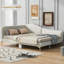 Lit de jour pleine grandeur avec revêtement en lin, tête de lit et accoudoirs, pieds, beige, lit peu encombrant, fabrication élégante, sécuritaire et avec accoudoirs-1170890404-1149687384