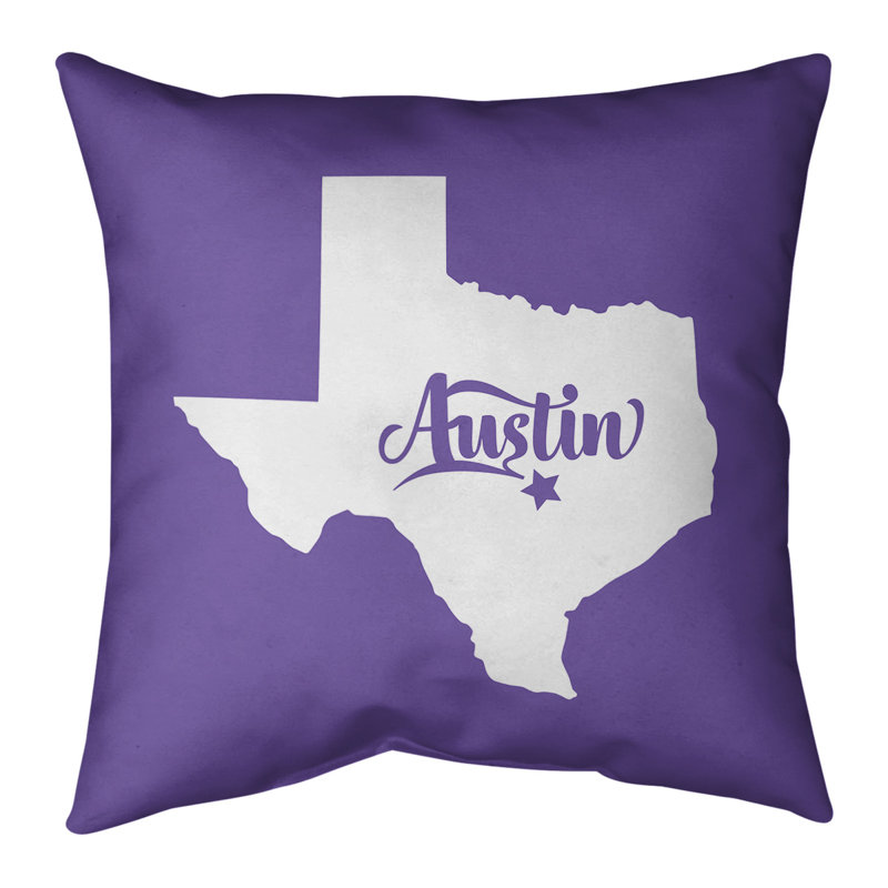 Cotton Blend Reversible Throw Pillow, 16" x 16", Purple, Austin