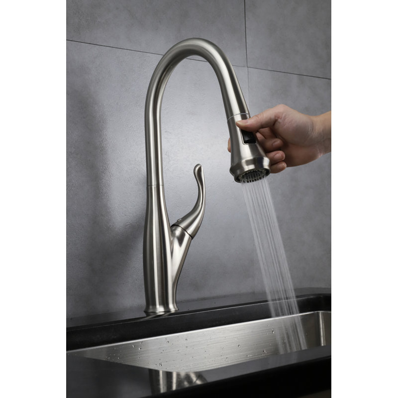 Robinet de cuisine à poignée simple Garbatella, Nickel brossé