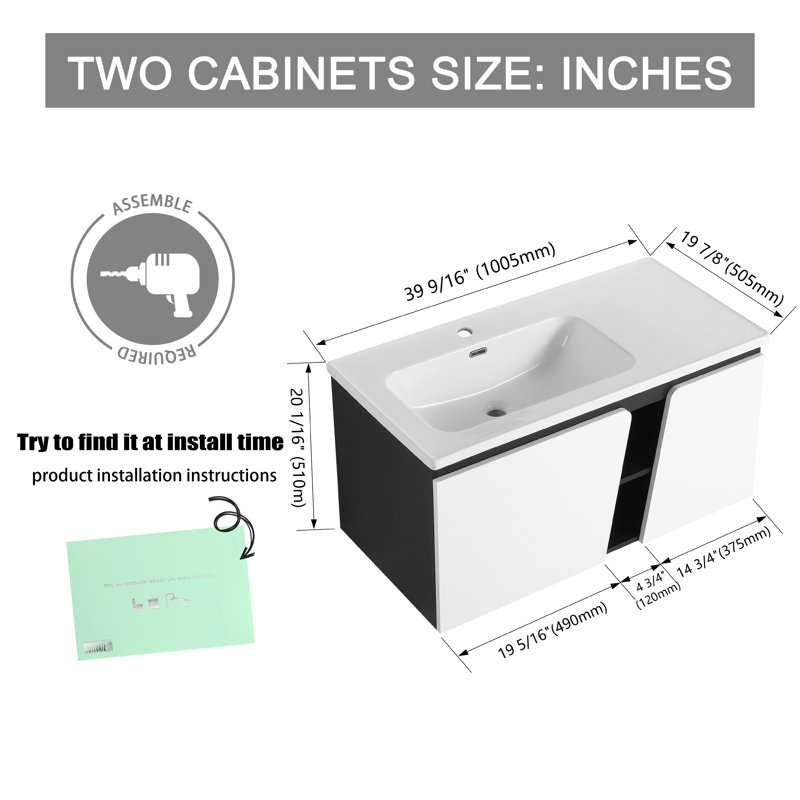 Meuble-lavabo double avec plateau en céramique 91,12 po Hillari