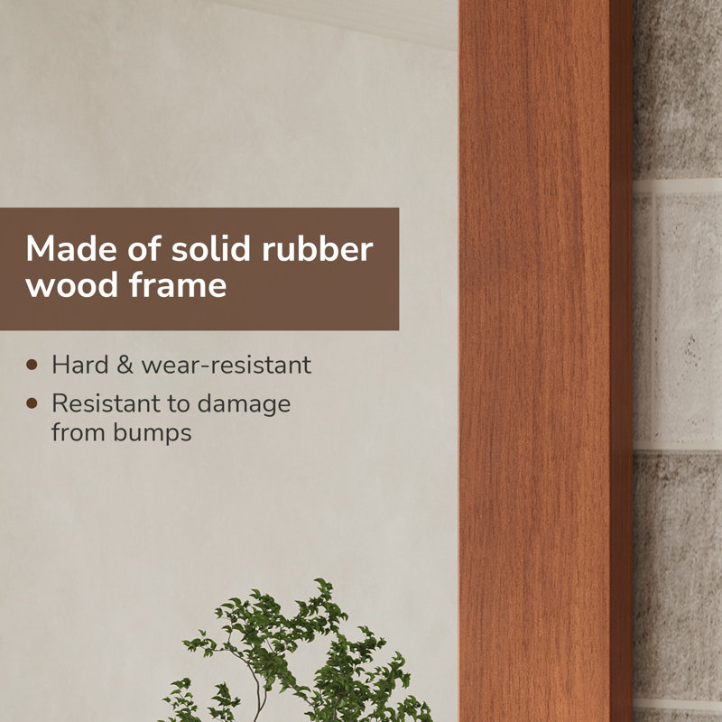 Brunilda Rustic Farmhouse Solid Wood Frame Accent Mirror Decorative Mirror, 30" x 45", Dark Brown