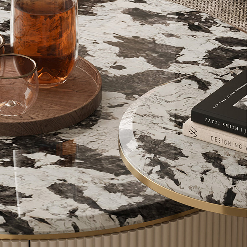 Ensemble de tables basses modernes et simples en marbre, H 15,7 po x L 31,5 po x l 31,5 po