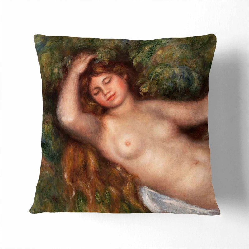 Reclining Nude Square Throw Cushion, Black, 40cm H x 40cm W x 15cm D