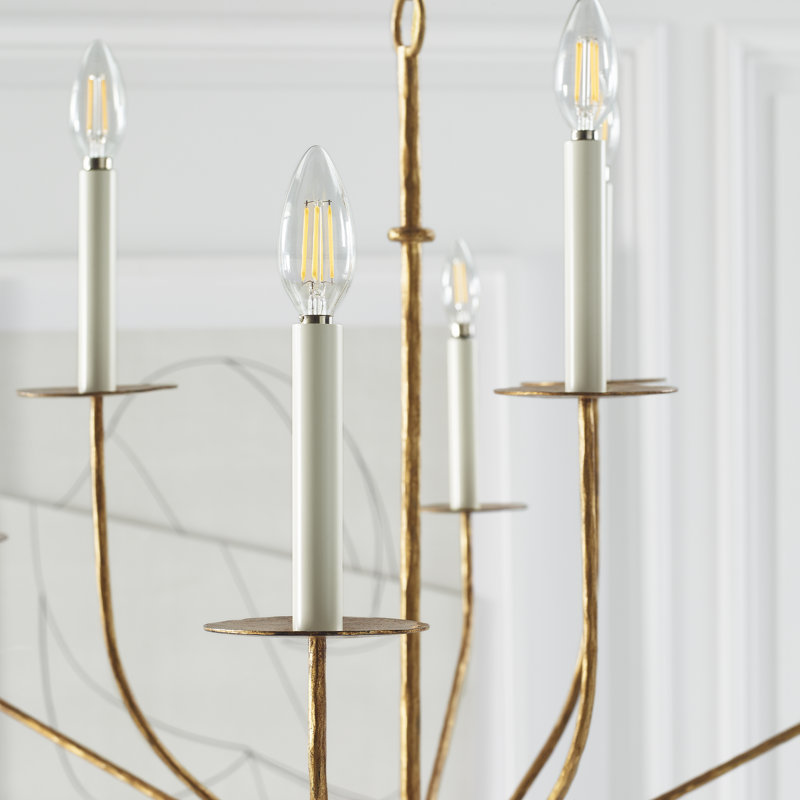 Ian K. Fowler Belfair Large Two-Tier Chandelier, Gilded Iron