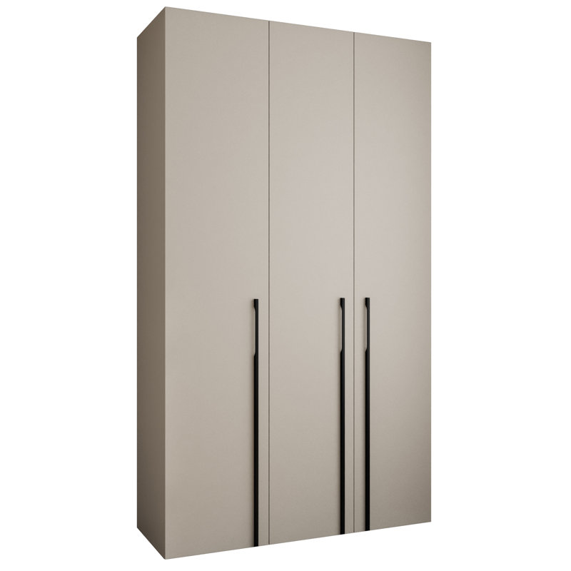 3 Door Wardrobe, 245,5 H x 140 W x 40 D, cashmere + handles: black