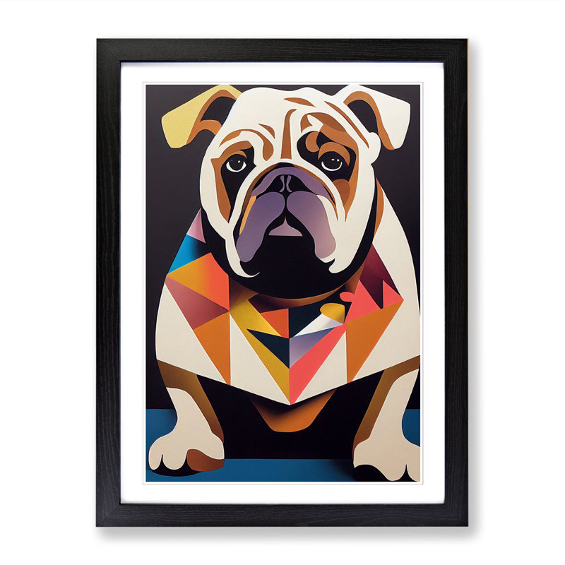 British Bulldog Abstract Vol.4 - Framed Print, 34cm H x 25cm W x 2cm D, Brown Framed