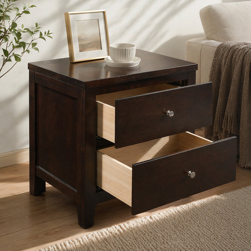Garrett Cappuccino 2-Drawer Rectangular Nightstand