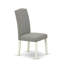 3 Piece Dining Table Set Contains a Round Dining Room Table with Pedestal and 2 Dark Shitake Linen Fabric Parsons Chairs, Linen White-669113645-669113651-669113648
