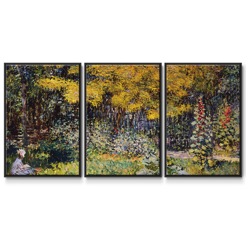 Le jardin. (Le Jardin), 1876 3 pièces, H 40 po x l 78 po x P 2 po, Noir