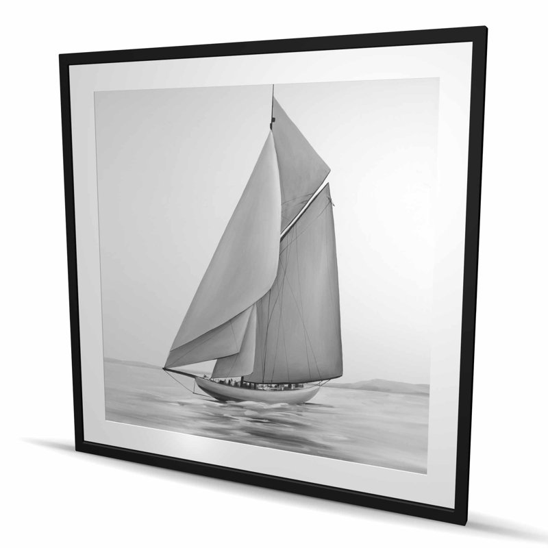 Bateau à voile rétro - Best-sellers, reproduction encadrée, H 48 po x l 48 po, Noir