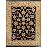 Hand Knotted Wool Oriental Area Rug in Black/Gold