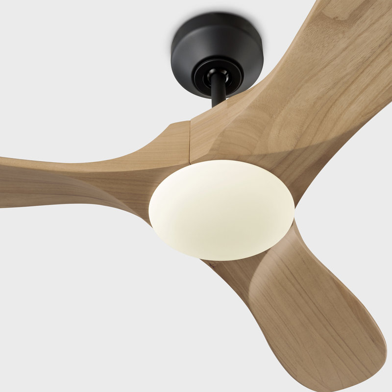  Ventilateur de plafond d'intérieur à 44 lumières DEL Maverick avec tige filetée, pales en miel naturel et télécommande portable
