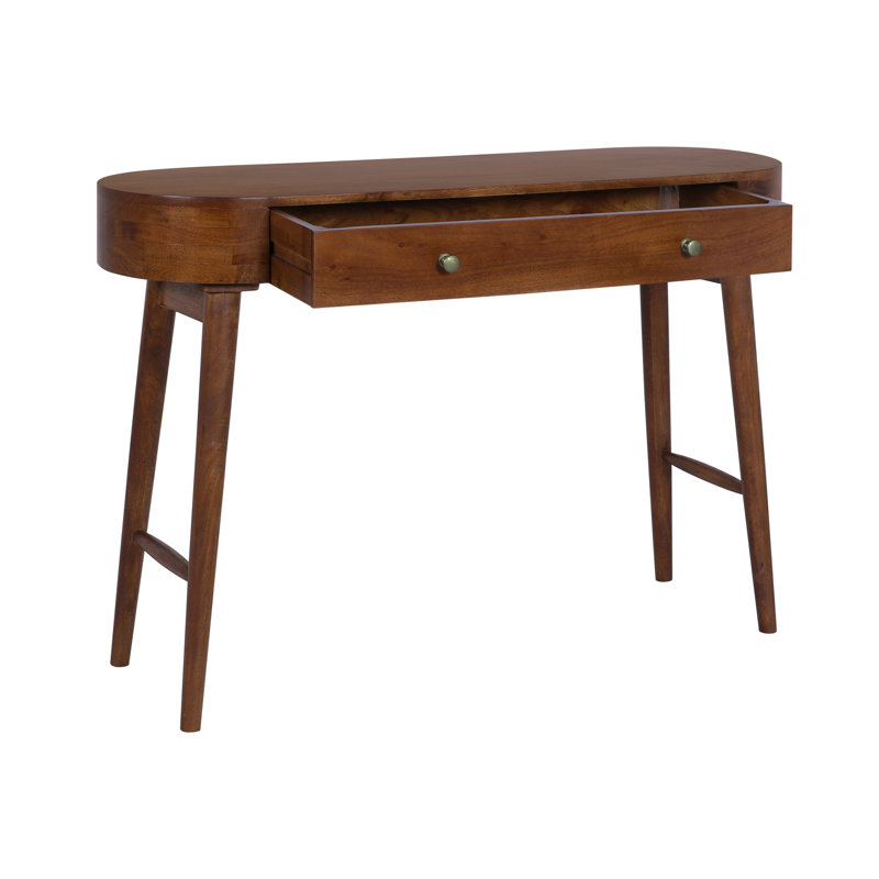Oblong 45" Mid-Century Modern Writing Desk, Walnut Brown, Brown