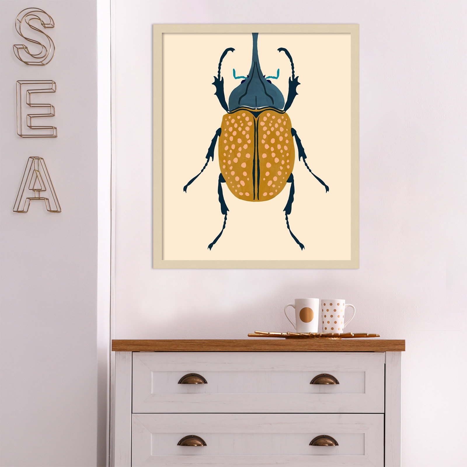 Farwell Beetle Bug II Framed On Paper by Farwell Print, Brown, 41" H x 33" W x 1" D