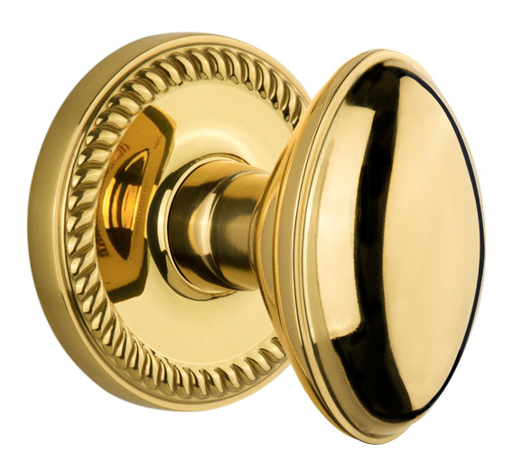 Grandeur Newport Rosette Passage with Eden Prairie Door Knob, Polished Brass, 2 3/8"