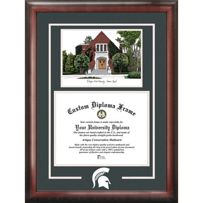 NCAA Michigan State Spartans Spirit Graduate Diploma with Campus Images Lithograph Frame