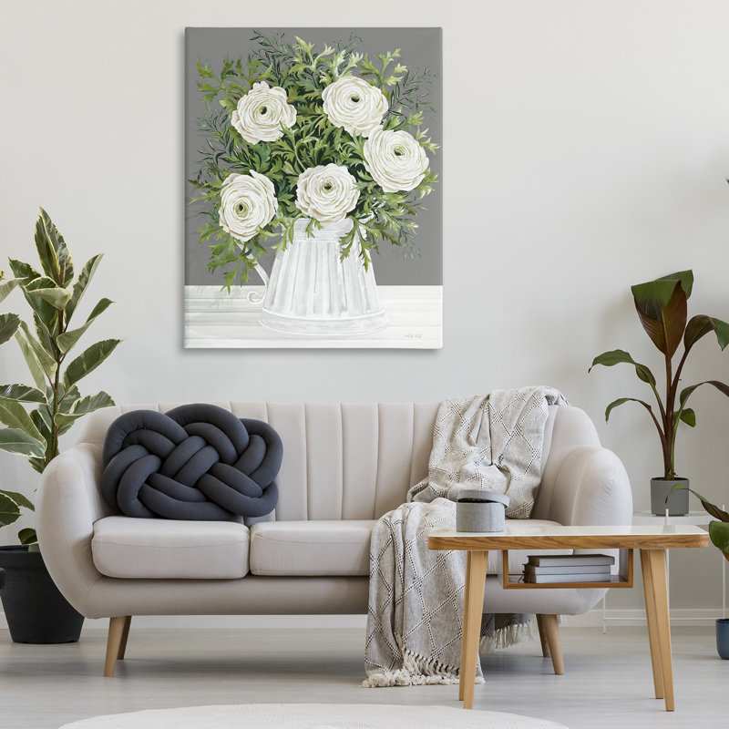 «Pe pivoines in Country Vase», art mural sur toile par Cindy Jacobs, H 48 po x l 36 po