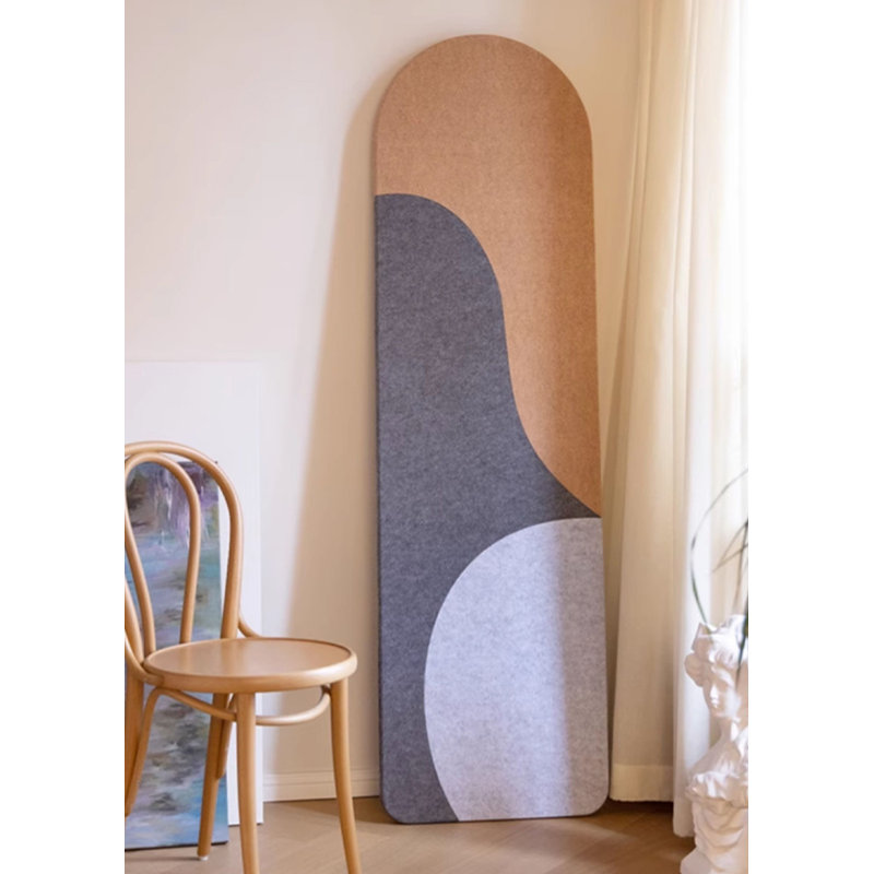 Nordic Minimalist Felt-Edge Wall-Mounted Full-Body Mirror With High Definition Clarity, Pink/Gray