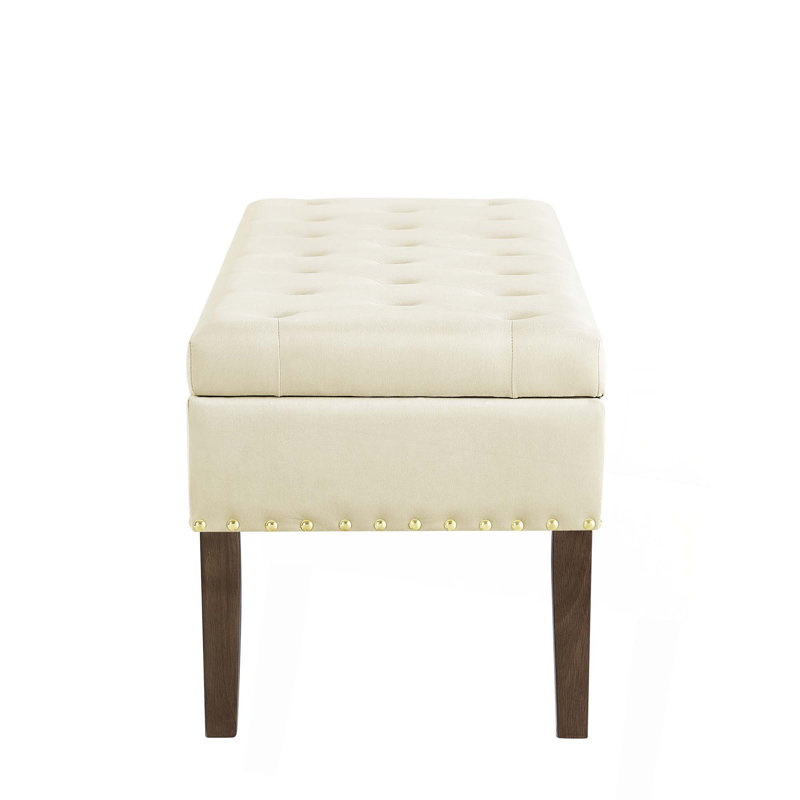 Tufted Bench With Storage, Cream