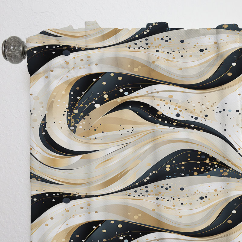 Rideau obscurcissant or et blanc champagne Marble Waves - 1 panneau de marbre abstrait, L 52 po x L 108 po