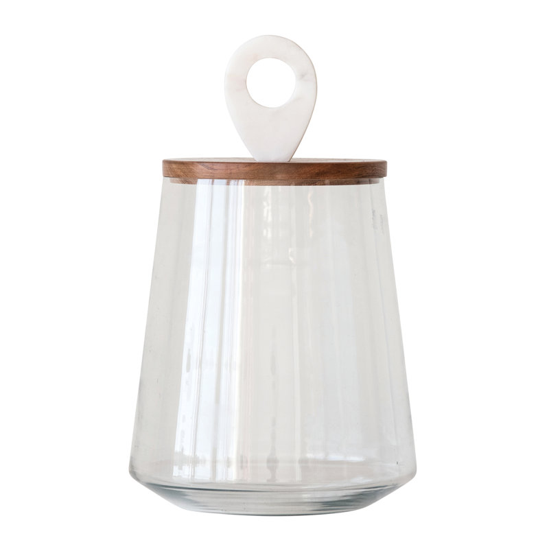 Glass Storage Jar, 11.8" H x 9.6" W x 9.6" D