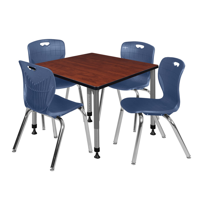 Ensemble de table de salle à manger et chaise Romig Kee, Bleu, Cerisier, H 34 po x L 100 po x l 30 po